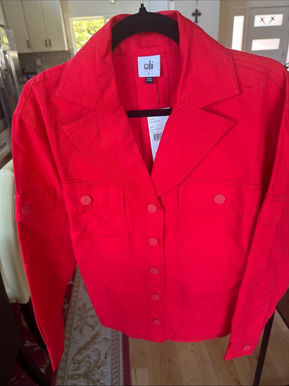 CAbi Small Red Button-Front Jacket